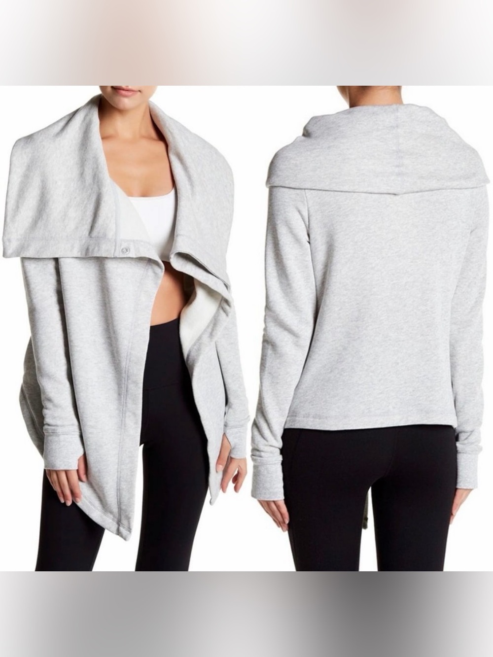 A by Zella Shooting Star Drape Collar Cardigan- Heather Gray